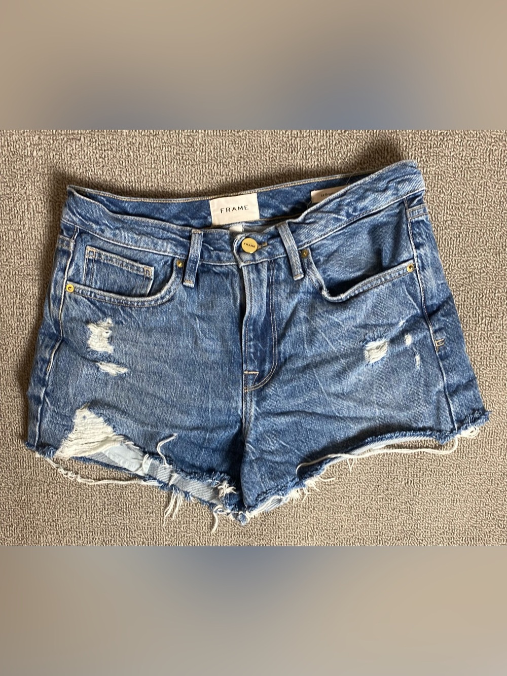 Frame Denim Distressed Cutoff High Rise Le Brigette Shorts 100% Cotton Summer